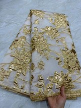 YQOINFKS Jacquard Embroidery Dress Bronzing Fabric Tulle Nigerian Fabric Wedding - £49.48 GBP