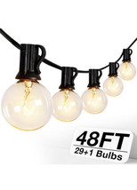 Outdoor String Lights, 48FT Patio Lights with 29+1 G40 5W Bulbs Dimmable - £14.00 GBP