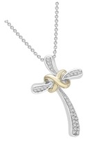 Timeless Love 1/10 CT Diamond Cross Pendant Set in Sterling - £143.76 GBP