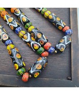 Vintage colorfull venetian style Eye glass beads beaded necklace Gift - $55.20