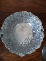 New Cypress Large Round Embossed Grapes Serving Bowl- Aluminum - £15.90 GBP