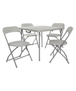 Office Star Resin 5-Piece Folding Square Table and Chair Set, Light Grey - $211.99