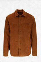 Genuine Soft Suede Leather Brown Shirt Men Handmade Stylish Casual Party... - £88.37 GBP+