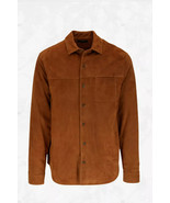 Genuine Soft Suede Leather Brown Shirt Men Handmade Stylish Casual Party... - $2,227.40 MXN+
