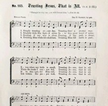 1883 Gospel Hymn Trusting Jesus Sheet Music Victorian Religion Ephemera ... - £11.70 GBP
