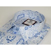 Men's Shirt By CASILA Turkey Cotton Blend Long Sleeves 501700-01 Blue Floral image 5