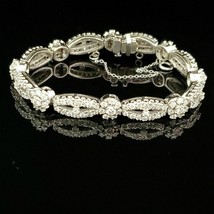 12CT Round Cut Real Moissanite Women&#39;s Tennis Bracelet 14K White Gold Plated  - £260.80 GBP