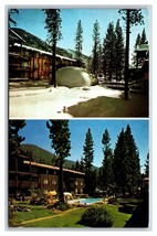 Forest Inn Hotel Dual View  Lake Tahoe Nevada NV UNP Chrome Postcard T7 - £2.92 GBP