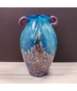 Teal Blue Copper Art Glass Dale Tiffany Studio 7.5&quot; Amphora Vase - $40.50