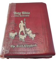 Vtg 1946 HOLY BIBLE 500TH ANNIVERSARY The Good Shepherd Edition Red Lein... - £11.71 GBP