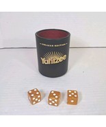 Yahtzee Deluxe Edition 1997 Replacement Felt Lined Black Dice Cup &amp; 3 Di... - $18.66