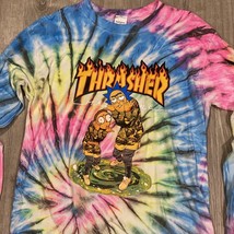 Skater Thrasher Tie Dye Skate Shirt Rick &amp; Morty Long Sleeve Tshirt Mens Size L - £33.03 GBP