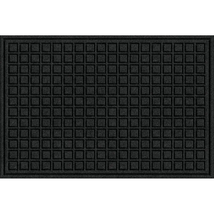 Black 24 In. X 36 In. Fiber and Rubber Commercial Door Mat - £19.92 GBP