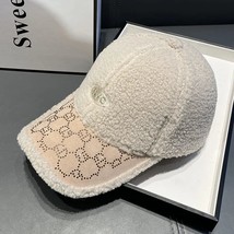 Winter Hat Lady&#39;s Lamb Wool Thickened Warm Duck Cap Rhinestone Nyc Embroidered S - £12.97 GBP