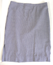 J Crew Seersucker Pencil Skirt Striped Blue Cotton side slits Womens Size 6  NWT - £22.84 GBP