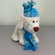 Beverly Hills Teddy Bear Co. Winter Dog Plush Stuffed Animal Toy 14&quot; White Scarf - £19.18 GBP
