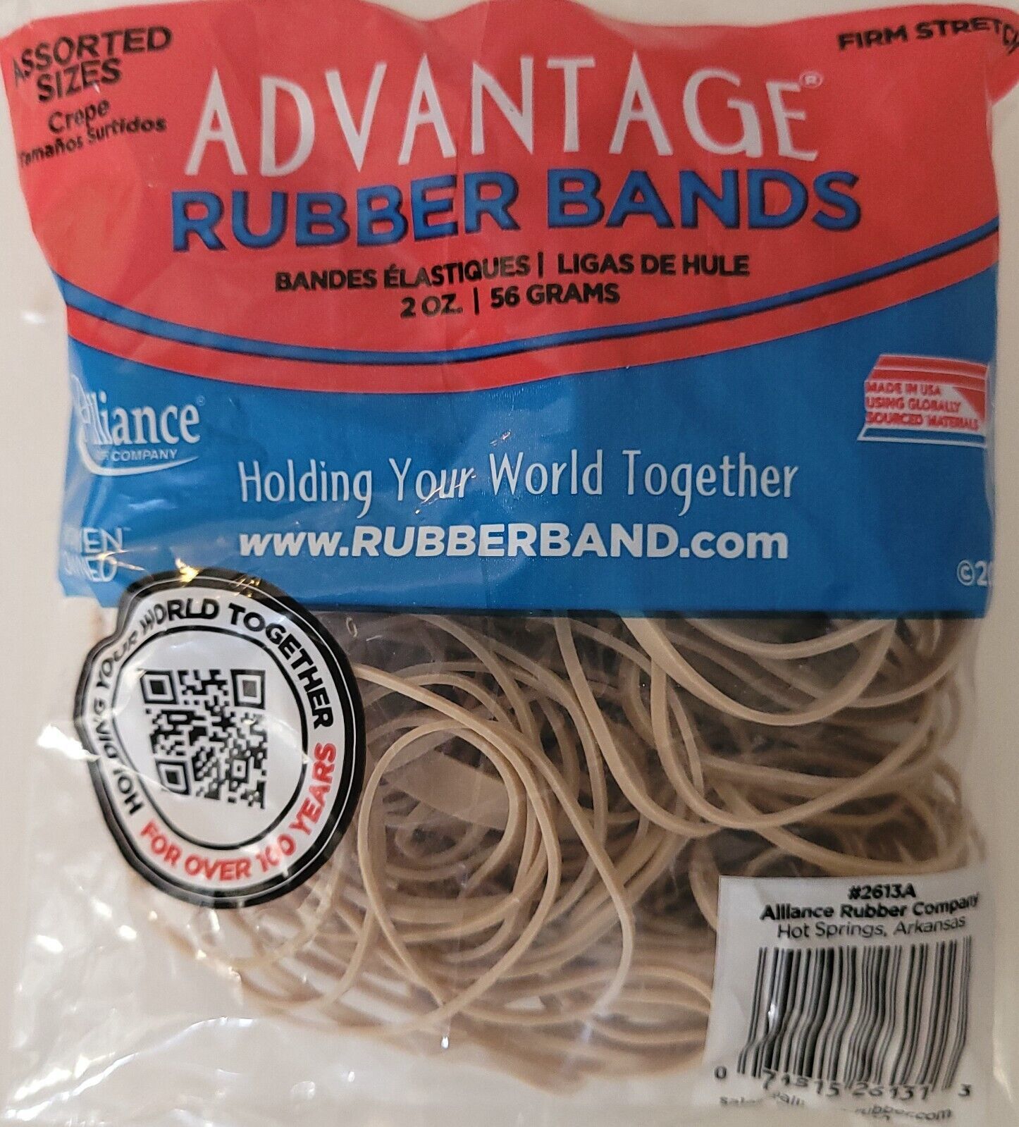 Rubber Bands Firm Stretch Tan Assorted Sizes 2 oz Bag - $3.46