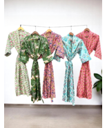 Women Long Bathrobe Cotton Kimono Robe Silky Beach Cover Up Boho Designe... - €34,37 EUR