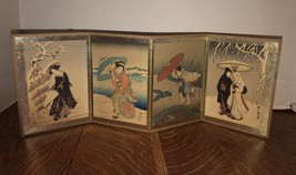 4 Vintage Japanese Woodblock Harunobu Suzuki Prints-Fold Together HTF! - $99.95