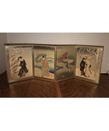 4 Vintage Japanese Woodblock Harunobu Suzuki Prints-Fold Together HTF! - $99.95