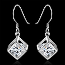 Crystal charm Fashion 925 Silver cute gift women pretty wedding Earring ... - £5.79 GBP