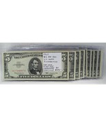 1963 $5 Red Seal U.S. Notes 9 Consecutive VCH-GEM CU PC-406 - £442.65 GBP