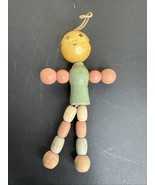 Vintage Wooden Baby Crib Toy Doll MCM Mobile Bead Nursery Decor 1950s-70s - $400.04 MXN