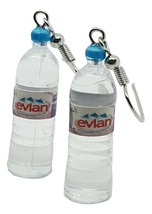 Bottle Earrings Evian Style Dangle Drop Unique Kitsch Water Bottles Cute - £1.98 GBP