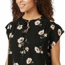 Buffalo David Bitton Womens Flutter Sleeve Floral Top Size Small, Black Poppy - £25.01 GBP