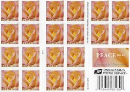 Peace Rose Wedding Book of 20 GENUINE  -  Stamps Scott 5280 - $26.05