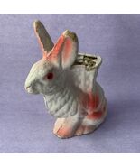 7” Easter Paper Mache Bunny Rabbit with Basket Pink VTG Decoration Decor... - $83.65 CAD