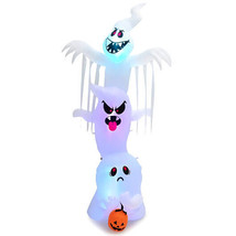 10 Feet Giant Inflatable Halloween Overlap Ghost Decoration with Colorfu... - £90.97 GBP