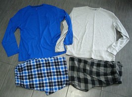 MEN&#39;S FLANNEL Pajama Pants Matching Thermal Long Sleeve Shirt 2 Sets - £11.79 GBP