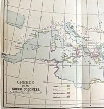 Greece And The Greek Colonies Map Print 1893 Victorian Mythology Antique... - $24.99