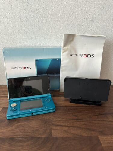 Nintendo 3DS Aqua Blue Handheld Video Game System W/box & Manual Matching Serial - $169.99