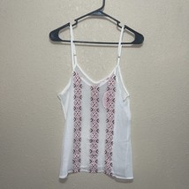 Pura Vida BEIGE Tank Cami MULTICOLOR Embroidery SZ L NEW - $17.55