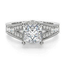 Vintage Princess Cut Simulated Diamond 925 Sterling Silver Women Engagement Ring - £44.19 GBP