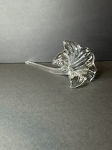 Vintage Clear Art Glass 7&quot; Long Hand Blown Iris Flower With Stem Sculpture - $29.69