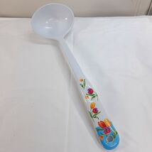 Melamine Ware ladle spoon floral tulips flowers scoop hard plastic white... - €9,47 EUR