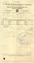 Antique Invoice F. Wesel Manufacturing Company New York City 1907 - $24.74