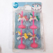 New Vintage Wilton Carousel Horses Candles set 4 birthday cake pink part... - £18.09 GBP