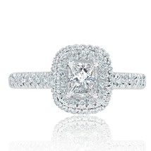 1.05 Ct Princess Cut Halo Diamond Engagement Ring 18k White Gold - $2,127.51