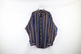 Vintage 90s Streetwear Mens Large Faded Rainbow Striped Color Block Button Shirt - £31.61 GBP