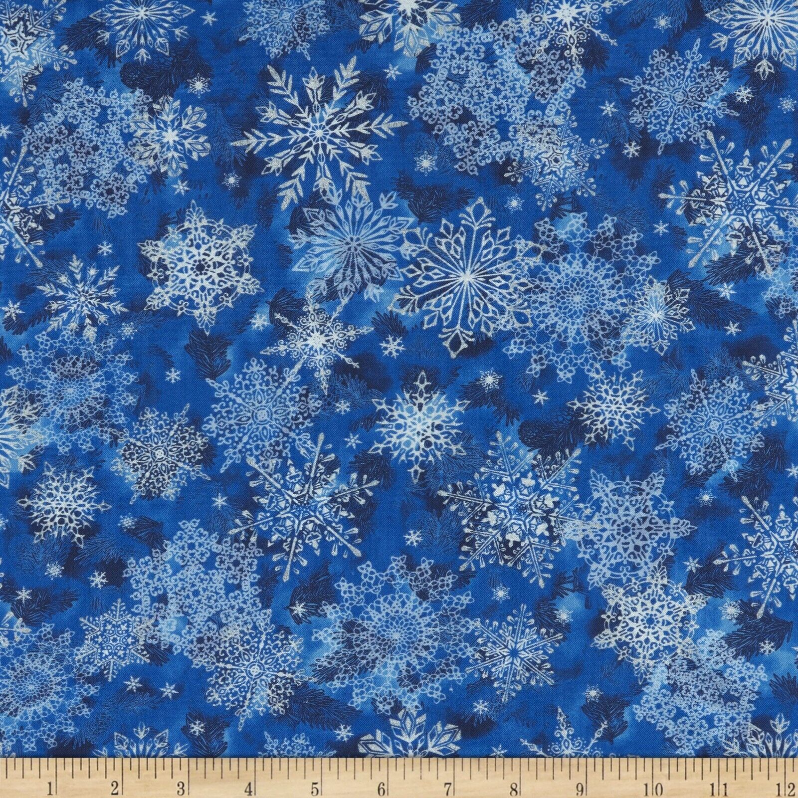 108&quot; Wide Quilt Backing Snowflakes Holiday Blue Cotton Fabric Print BTY ... - $23.95