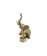 Vintage 70s Mid Century Modern MCM Solid Brass Stone Inlay Elephant Figu... - $39.55