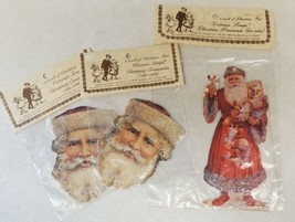 Lot of 3 Old Print Factory Victorian Die Cut Reproduction Gift Tags - Santas NOS - £11.49 GBP