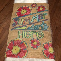 Summer Starts Here Large Floral Garden Flag Banner 28&quot; x 40&quot; Flowers EUC - $13.98