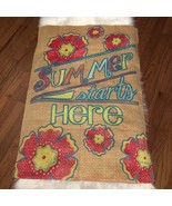 Summer Starts Here Large Floral Garden Flag Banner 28&quot; x 40&quot; Flowers EUC - £10.93 GBP