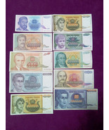 Yugoslavia Inflation Lot 1993 1994 10 banknknotes 5000 - 100 millon dinars - £2.37 GBP