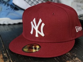 New Era 1999 World Series Yankees Maroon Red/Yellow Under-Brim Fitted Hat - £39.78 GBP